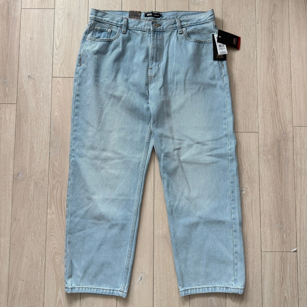 Vans Off the Wall ‘Annabelle’ Denim Baggy Blue Jeans 34” Light Wash Skater NWT